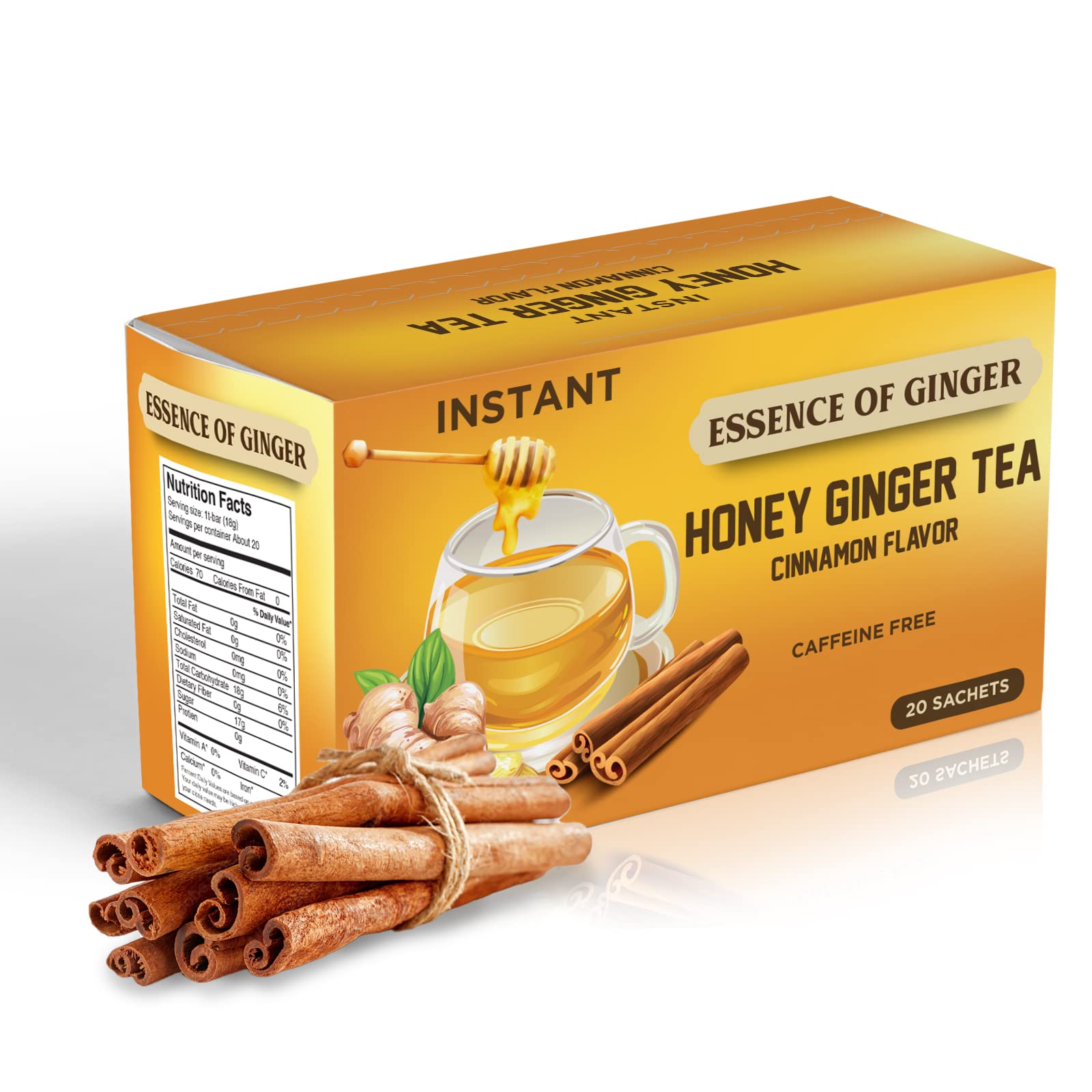 Amazon.com : Natural Honey Ginger Cinnamon Flavor Tea 20 Sachet